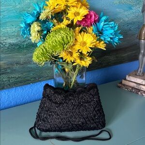 Valerie Stevens Black and Gold Accent Handbag
